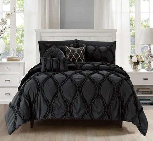 Miniatura 9 de Elegant Comfort Juego de edredón de 10 piezas, diseño infinito, ultra suave, con almohadas decorativas y sábana bajera con bolsillos