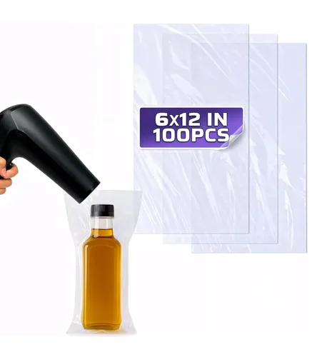 Miniatura 10 de 200 bolsas termorretráctiles – 3 tamaños 3.93 x 5.90 (120) 7.67 x 9.64 (50) 9.64 x 11.61 (30) – Película de PVC transparente para regalo seguro