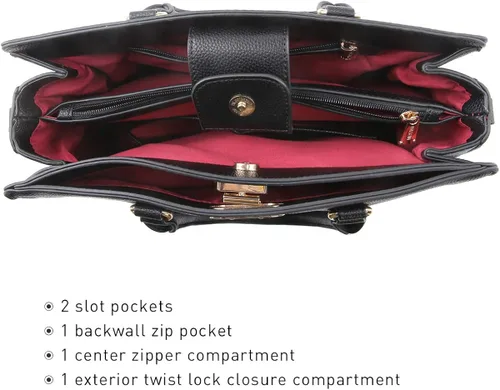 Miniatura 5 de Dasein Bolsos de mano para mujer, bolsos de mano con asa superior, bolsos de trabajo, bolsos de hombro con embrague a juego, juego de 2 piezas