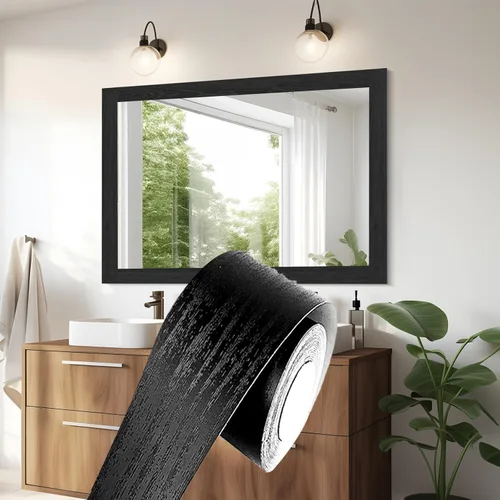 Miniatura 10 de YESUS Marco de papel tapiz 3D de grano de madera gris oscuro de 3.93 pies (32.8 ft), extraíble, PVC, impermeable, para despegar y pegar, adhesivo