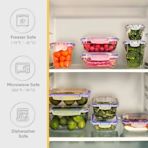 Miniatura 5 de Superio Recipiente de plástico para almacenamiento de alimentos con tapa hermética, 80 onzas, sin BPA, a prueba de fugas, apilable, apto