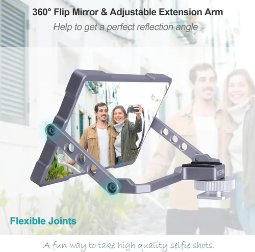 Miniatura 3 de NICEYRIG Pro Selfie Mirror Mount Vlog Vlogging para iPhone y Android Teléfono Celular 6.7'' 6.5'' 6.1'', Espejo de pantalla abatible de 360°