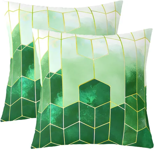 Miniatura 8 de Juego de 2 fundas de almohada de mármol de 16 x 16 pulgadas, fundas de cojín geométricas de mármol con diseño de panal de abeja, fundas de almohada