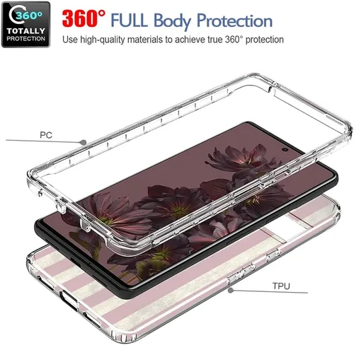 Miniatura 3 de Funda protectora para Pixel 7 Pro/Google 7 Pro, diseño de bandera transparente y bonita funda protectora de cuerpo completo para Google Pixel 7 Pro