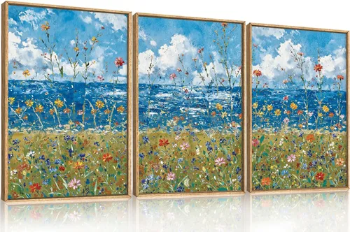 Miniatura 47 de Arte de Pared de Lienzo Enmarcado con Grandes Pinceladas Abstractas, Decoración de Pared Azul Marino Neutro, Pintura de Pared Moderna en Tonos