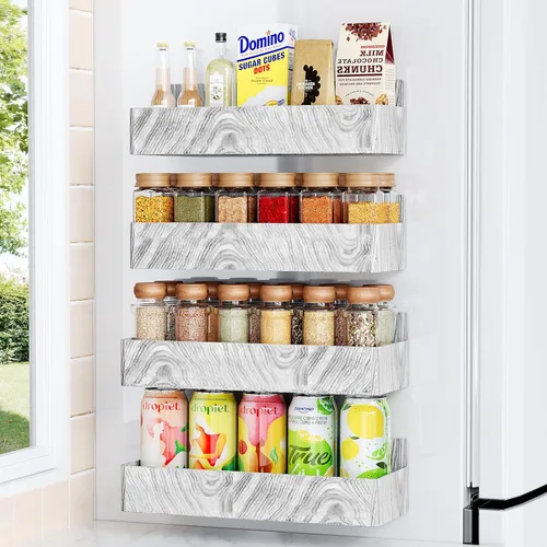 Miniatura 9 de Mystozer Estante Magnético para Especias para Refrigerador, Organizador de Cocina y Estante de Almacenamiento, Negro (Paquete de 6)..