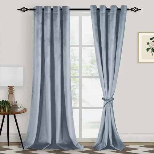 Miniatura 65 de XWZO Cortinas de terciopelo azul de 63 pulgadas de largo, elegantes cortinas de lujo suaves para sala de estar, aislamiento térmico, oscurecimiento