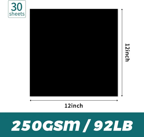Miniatura 2 de YINUOYOUJIA Cartulina 12 x 12 pulgadas Papel grueso 30 hojas, cartulina negra de 250 g/m²/92 lb