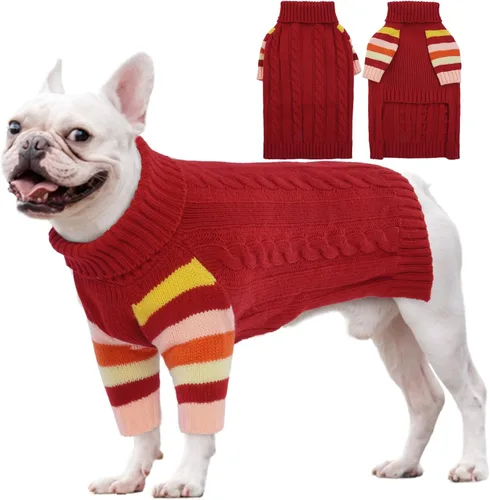 Miniatura 14 de Suéter para perro, cálido, cómodo y grueso para perros de tamaño grande, suéteres de Navidad para perros, suéteres de invierno, suéter de punto