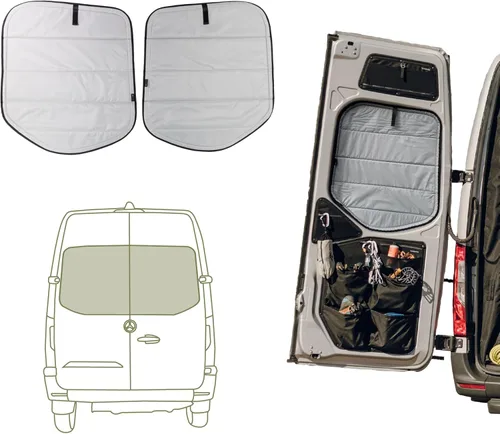 Pinzas magnéticas aislantes para ventanas traseras VanEssential con bloqueo de luz (par) diseñadas para Mercedes-Benz VS30 (años de furgoneta 2019