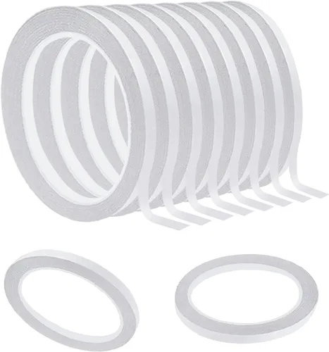 Minelife 10 rollos de cinta adhesiva de doble cara de 1/4 de pulgada para ropa, artes, manualidades, fotografía, álbumes de recortes, lágrima a