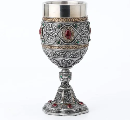 Miniatura 6 de Cáliz del Santo Grial con diamantes de imitación, 6 1/2 pulgadas