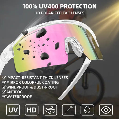 Miniatura 3 de Gafas de sol deportivas para hombres y mujeres irrompibles con protección UV400, gafas de béisbol para correr, ciclismo Rosa