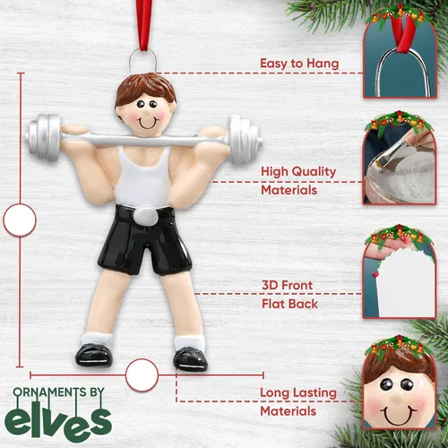 Miniatura 3 de Adornos de levantamiento de pesas personalizados para árbol de Navidad, adorno de entrenamiento, adorno de levantamiento de pesas, adorno de barra