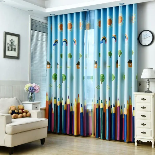 Miniatura 10 de MYRU 1 par de cortinas de comedor, cortinas de oscurecimiento de habitación de niños, decoración de habitación para dormitorio de niños, lápiz