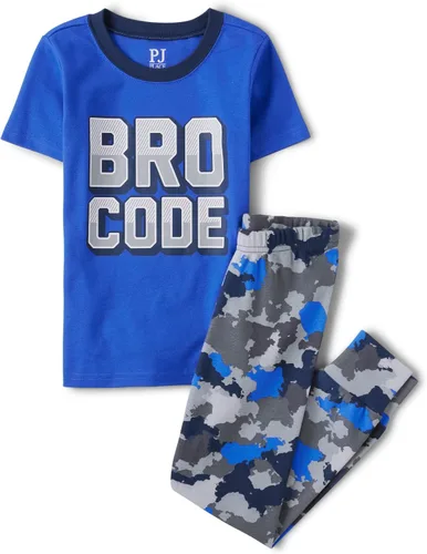 The Children's Place Conjunto de pijama de 2 piezas con camiseta de manga y pantalones cortos para niños, 100 % algodón