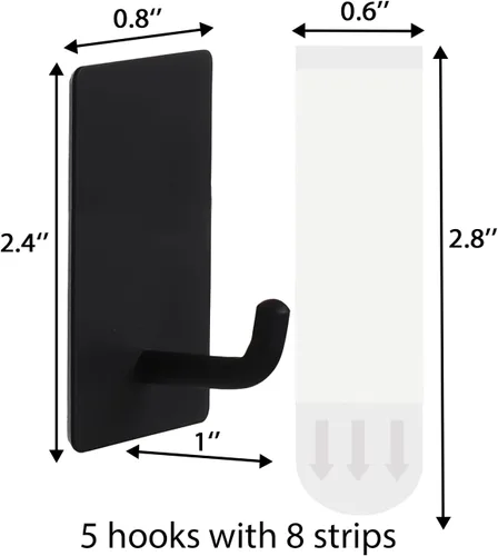 Miniatura 5 de 5 piezas de ganchos para toallas con tiras extraíbles para colgar, ganchos de pared adhesivos resistentes, ganchos para exteriores sin daños