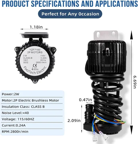 Miniatura 7 de YSP2PJDVF1 Bomba de agua comercial para máquina de hielo Parte de repuesto silenciosa de 110 V 2 W compatible con Vevor, Cotlin, Scotsman