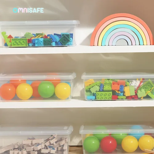Miniatura 7 de Paquete de 12 cajas de almacenamiento de plástico apilables de 6 cuartos de galón, contenedor anestable sin BPA para organizar zapatos, caja