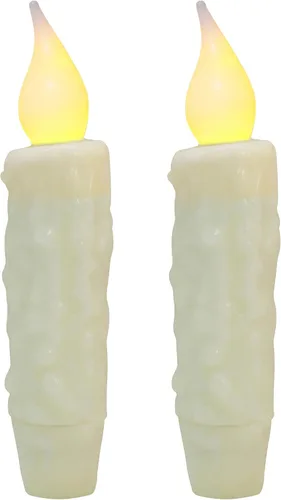 Miniatura 15 de CVHOMEDECO. Velas de cera real sumergidas a mano con temporizador LED con pilas, velas cónicas sin llama primitivas del país, 4-3/4 pulgadas, negro