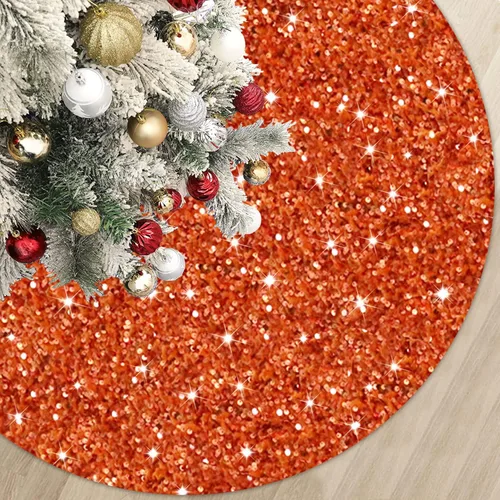 Miniatura 8 de MODFUNS Falda Roja para Árbol de Navidad Mini Faldas con Purpurina para Árbol de 21 Pulgadas Falda para Árbol de Navidad con Lentejuelas Tapete
