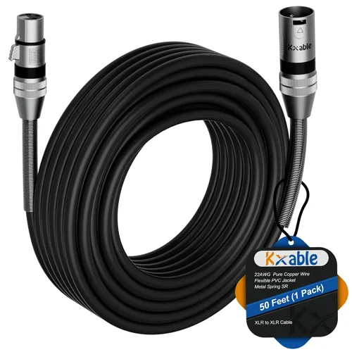 Miniatura 26 de Cables de micrófono XLR (1 pie, paquete de 2), cable de micrófono balanceado XLR macho a hembra, cordón de altavoz blindado de 3 pines, conectores