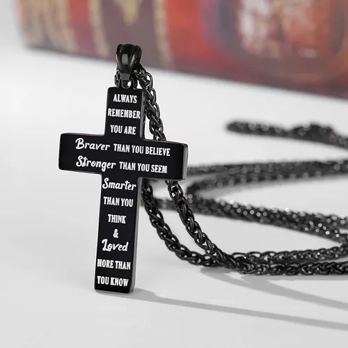 Miniatura 3 de SAM & LORI Regalos para adolescentes, niños, hombres, collar de cruz de bandera estadounidense para hijo, novio, marido, padre en cumpleaños