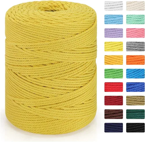 Miniatura 12 de Cordón de macramé 4mm x 328 yardas Cuerda de macramé 100% algodón natural Cordón de algodón trenzado de 4 hebras para manualidades DIY, soportes