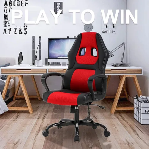 Miniatura 7 de Silla para videojuegos, sillón de oficina con masajeador, sillón de escritorio ergonómico, sillón de videojuegos de piel sintética y ajustable