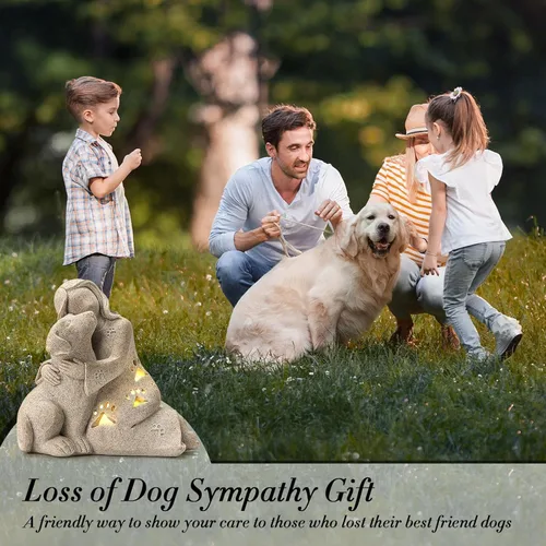 Miniatura 4 de INLOMEM Regalo conmemorativo para perros, escultura de granito, resina esculpida a mano, regalo de condolencia de pérdida de mascotas con portavelas
