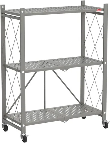 Miniatura 6 de DEANIC Estantes de almacenamiento plegables de 3 niveles con ruedas, soporte para electrodomésticos de cocina, estante de alambre de metal Gris