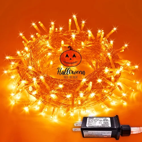 Miniatura 52 de JMEXSUSS Luces rojas blancas y azules con cable transparente, 66 pies, 200 luces LED para decoración del 4 de julio, luz de Navidad para celebración