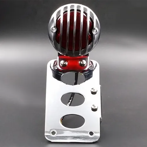 Parrilla de motocicleta, lámpara de luz trasera para Harley Honda, Kawasaki, Suzuki, Yamaha, Triumph, Victory, XL, FL CB, Cafe racer, Bobber Cromado
