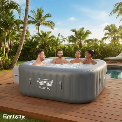 Miniatura 2 de Coleman Hawaii - Bañera de hidromasaje inflable para 4 a 6 personas, spa cuadrado de bajo consumo portátil al aire libre con 140 AirJets, 71 x 28