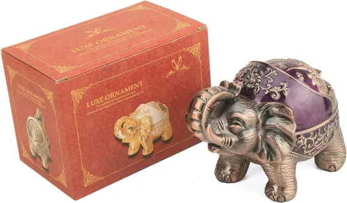 Miniatura 7 de LAUYOO Cenicero decorativo de elefante con tapa para cigarrillos, cenicero de metal para fumar, portacentizas para fumadores, resistente al viento