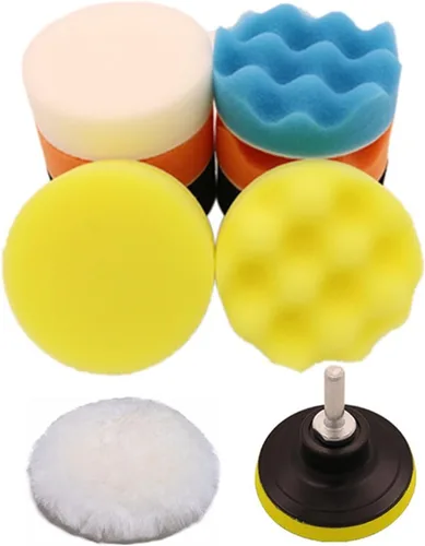 Miniatura 3 de 3 pulgadas 11 unids/set auto autoadhesivo pulir esponja cera rueda de lana disco de pulido almohadilla para pulidor automotriz taladro adaptador
