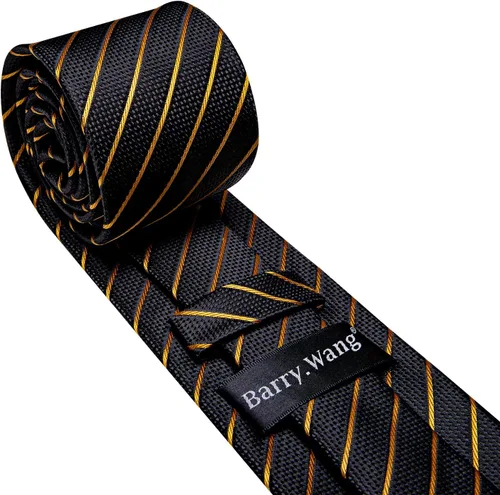Miniatura 41 de Barry.Wang Juego de corbatas para hombre, corbata de seda a rayas, tejido a cuadros, gemelos formales, negocios, boda