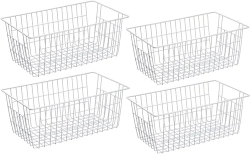 Miniatura 19 de Slideep Cestas de alambre para congelador, cesta de almacenamiento con asas, almacenamiento de alimentos para armarios de cocina, despensa, armario