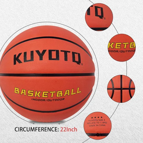 Miniatura 8 de KUYOTQ Kids Toddler Youth Adult Size 3/4/5/6/7 Basketball 22/25.5/27.5/28.5/29.5" Thickened Rubber or Faux Leather Indoor Outdoor Basketball for
