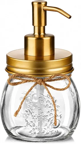 Miniatura 11 de Amolliar Dispensador de jabón líquido en tarro Mason de 10 onzas, bomba y tapa de acero inoxidable, bonita decoración de granja para cocina, baño
