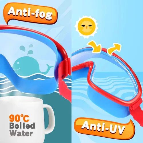 Miniatura 4 de EasYoung Paquete de 2 gafas de natación para niños, gafas de natación de visión amplia para niños de 3 a 15 años