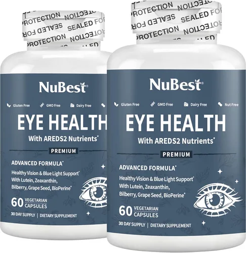 Miniatura 9 de NuBest AREDS 2 Vitaminas para los ojos con polvo de zanahoria beta caroteno, 20 mg de luteína, 4 mg de zeaxantina, arándano, semilla de uva