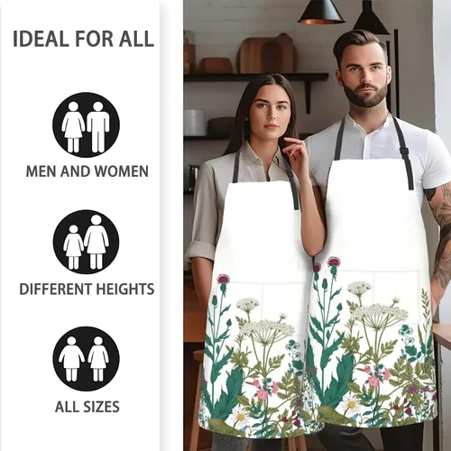 Miniatura 5 de Delantal, delantal con cuello ajustable para mujer, adecuado para el hogar, cocina, delantal de cocina
