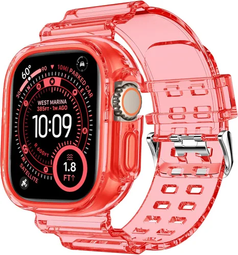 Miniatura 37 de DABAOZA - Correa compatible con Apple Watch de 49 mm, 46 mm, 45 mm, 44 mm, 42 mm, 41 mm, 40 mm, 38 mm, con protector, correa de TPU brillante