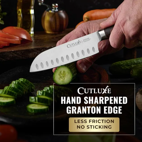 Miniatura 4 de Cuchillo Santoku – Cuchillo japonés ultra afilado de 5 pulgadas para carne y verduras para picar, hoja de acero inoxidable de alto carbono, mango