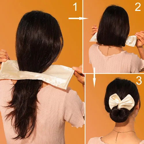 Miniatura 2 de 3 pinzas para el cabello de alambre para peinados rápidos de moño y moño, bandas grandes de tela, bandas para el pelo de dona, moños para mujeres