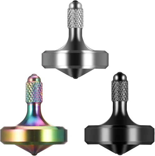 Miniatura 9 de Exquisita parte superior giratoria de metal, juguete para ansiedad de acero inoxidable muy bien mecanizado, equilibrio perfecto durante más de 9