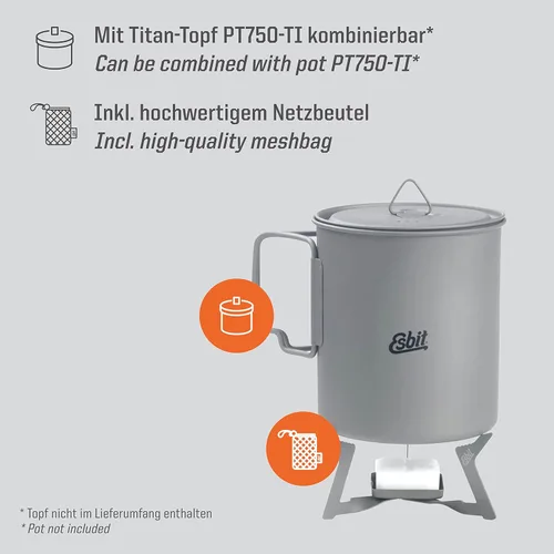 Miniatura 3 de Esbit Estufa de titanio plegable ultraligera de 0.41 oz (0.4 onzas) para uso con tabletas de combustible sólido