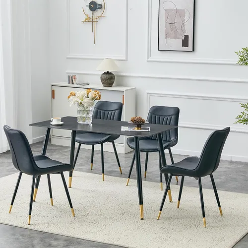 Miniatura 34 de Modern Dining Table Set for 4,50" Sintered Stone Table Set for 4,Marble Dining Table Set of 4 with Upholstered Chair,5 Piece Rectangular Dining Room