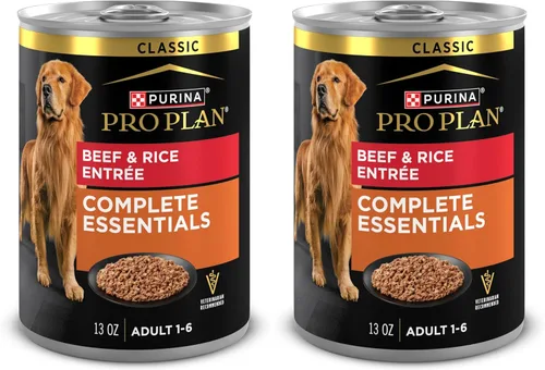Miniatura 10 de Purina Pro Plan Alimento en paté húmedo para perros, con alto contenido de proteínas, plato principal de carne de res y arroz (12 latas) 13 onzas